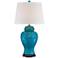 Lavoie Turquoise Trellis Ceramic Table Lamp