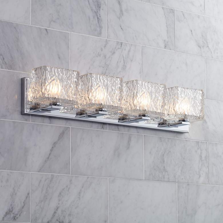 Image 1 Lavonia Chrome 27 1/4 inchW 4-Light Molten Glass Vanity Light