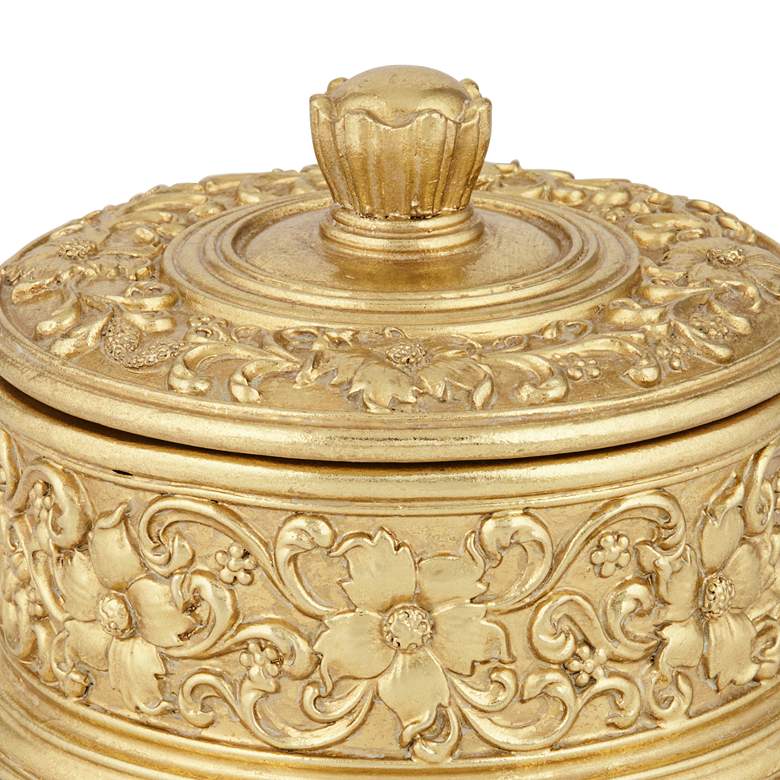 Image 3 Lavornia Shiny Gold Floral Filigree Ornate Decorative Box more views