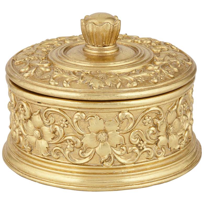 Lavornia Shiny Gold Floral Filigree Ornate Decorative Box more views