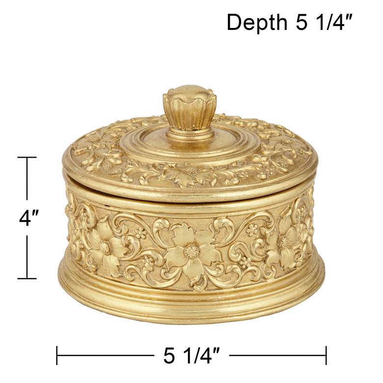 Image 6 Lavornia Shiny Gold Floral Filigree Ornate Decorative Box more views