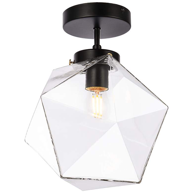 Image 2 Lawrence 1 Lt Black And Clear Glass Flush Mount
