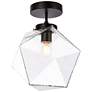 2_Lawrence 1 Lt Black And Clear Glass Flush Mount