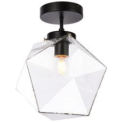 Lawrence 1 Lt Black And Clear Glass Flush Mount
