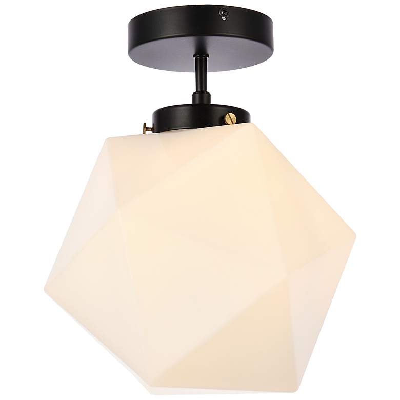 Image 2 Lawrence 1 Lt Black And White Glass Flush Mount
