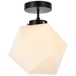 Lawrence 1 Lt Black And White Glass Flush Mount