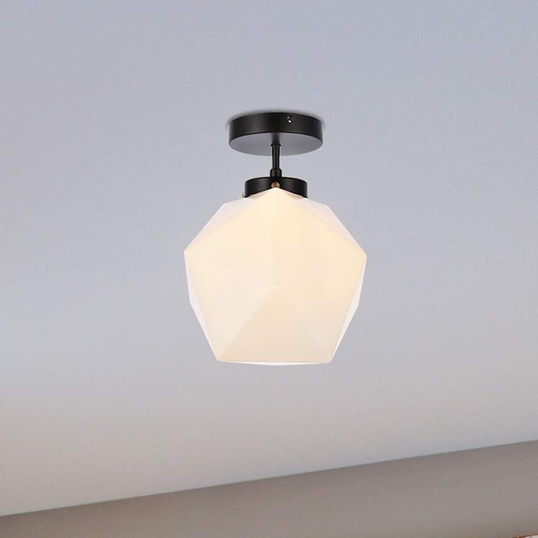 Image 1 Lawrence 1 Lt Black And White Glass Flush Mount