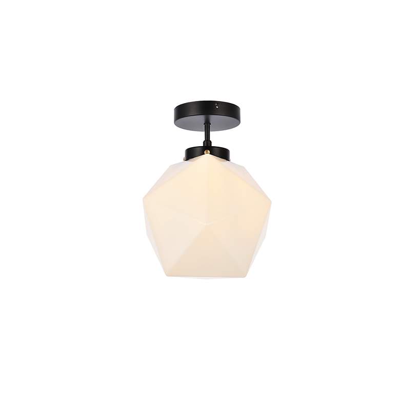 Image 4 Lawrence 1 Lt Black And White Glass Flush Mount more views