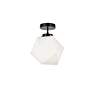 Lawrence 1 Lt Black And White Glass Flush Mount