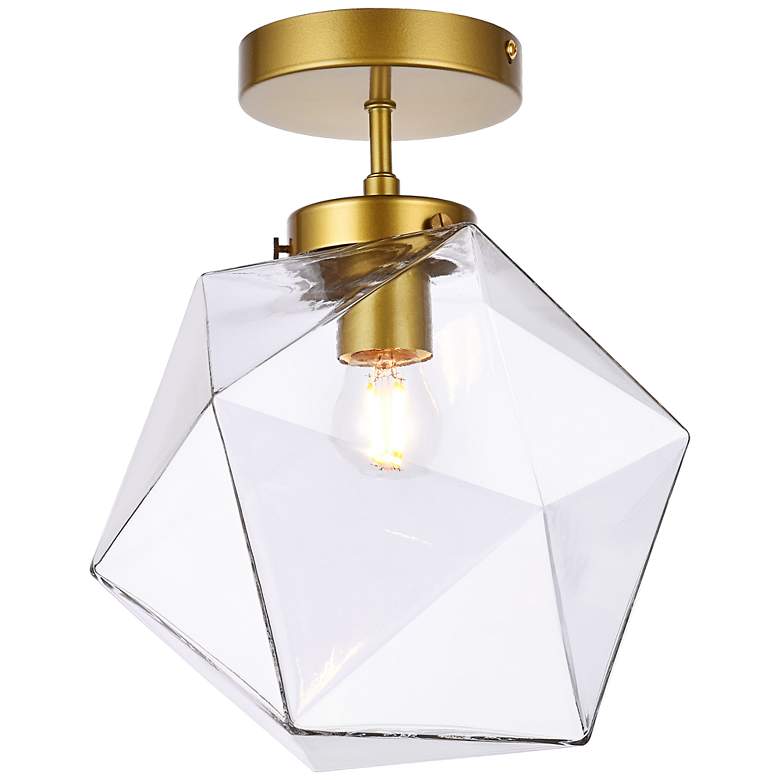 Image 2 Lawrence 1 Lt Brass And Clear Glass Flush Mount