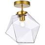 2_Lawrence 1 Lt Brass And Clear Glass Flush Mount