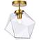 Lawrence 1 Lt Brass And Clear Glass Flush Mount