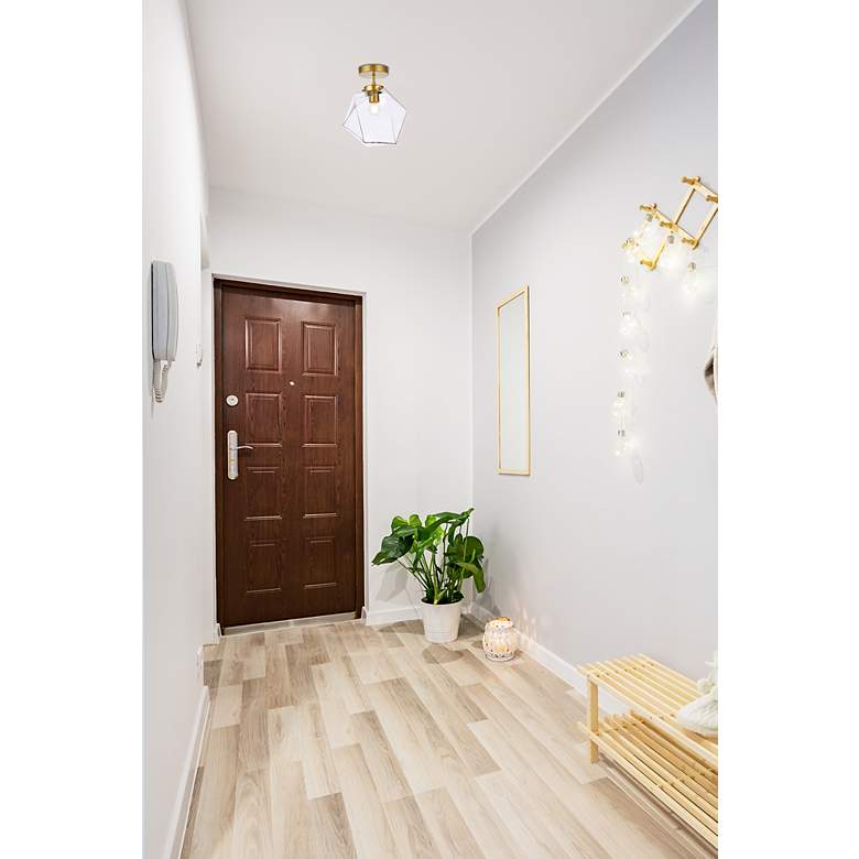 Image 3 Lawrence 1 Lt Brass And Clear Glass Flush Mount more views