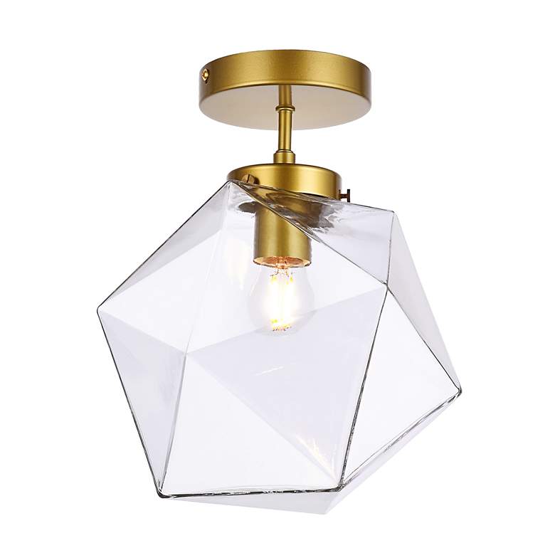 Image 4 Lawrence 1 Lt Brass And Clear Glass Flush Mount more views