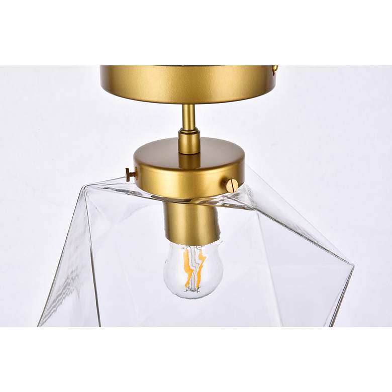 Image 7 Lawrence 1 Lt Brass And Clear Glass Flush Mount more views