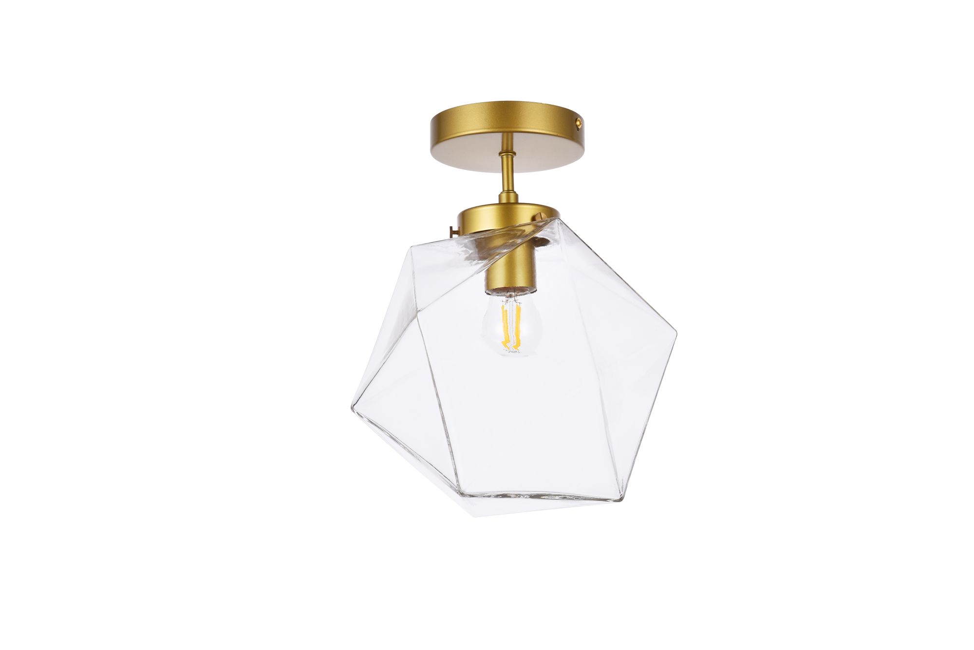 Lawrence 1 Lt Brass And Clear Glass Flush Mount