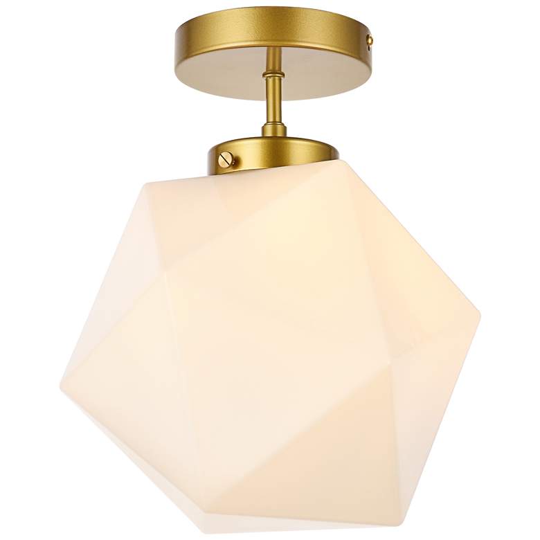 Image 1 Lawrence 1 Lt Brass And White Glass Flush Mount