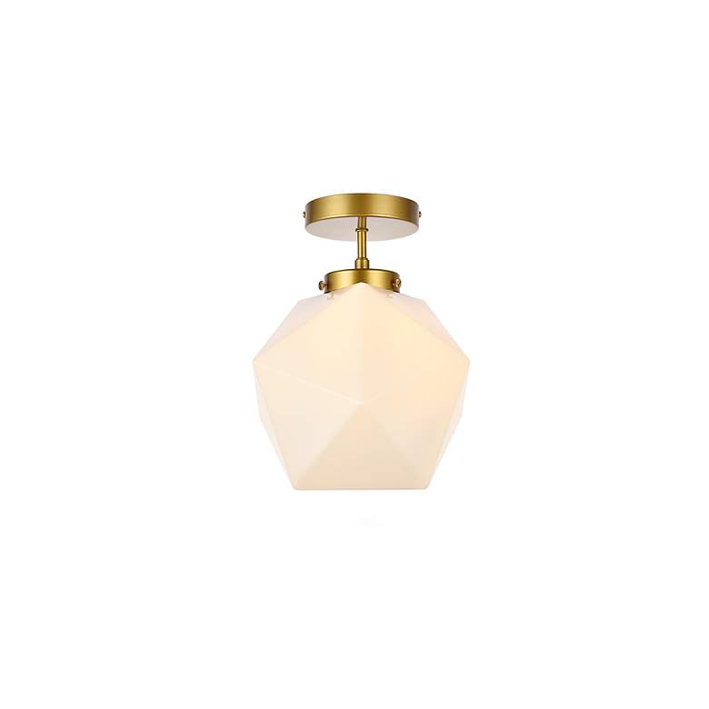 Image 4 Lawrence 1 Lt Brass And White Glass Flush Mount more views