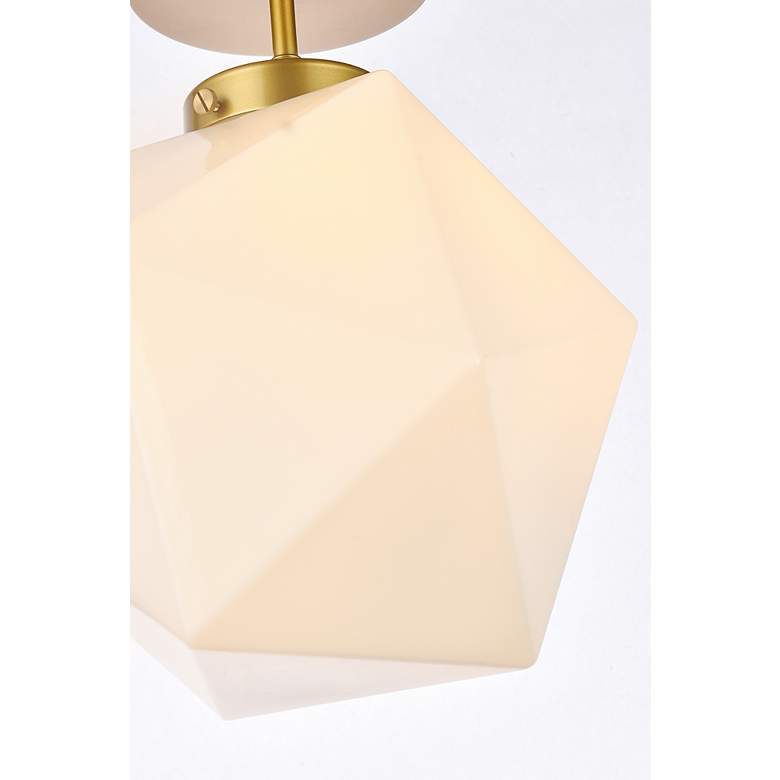 Image 5 Lawrence 1 Lt Brass And White Glass Flush Mount more views