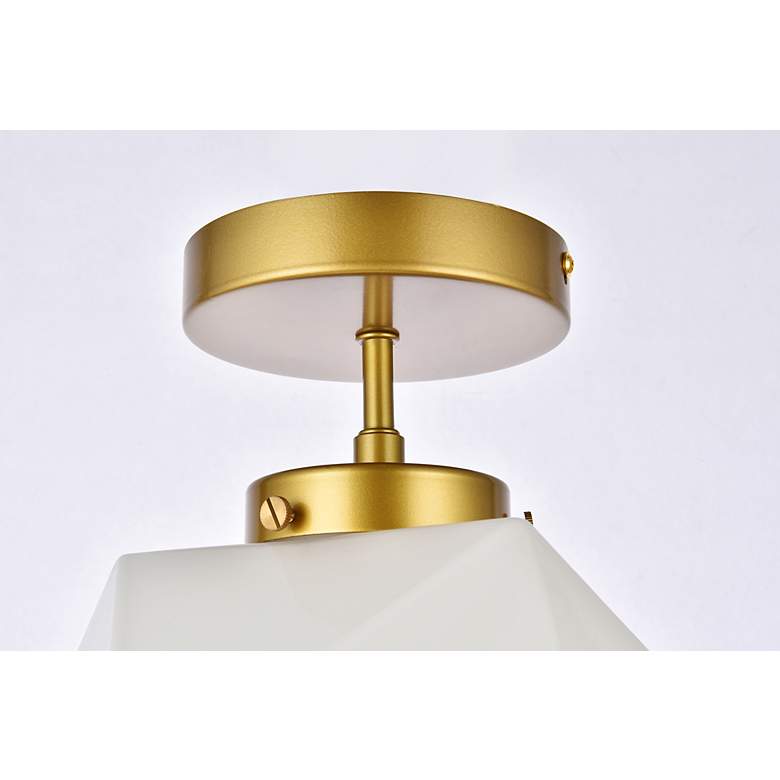 Image 7 Lawrence 1 Lt Brass And White Glass Flush Mount more views