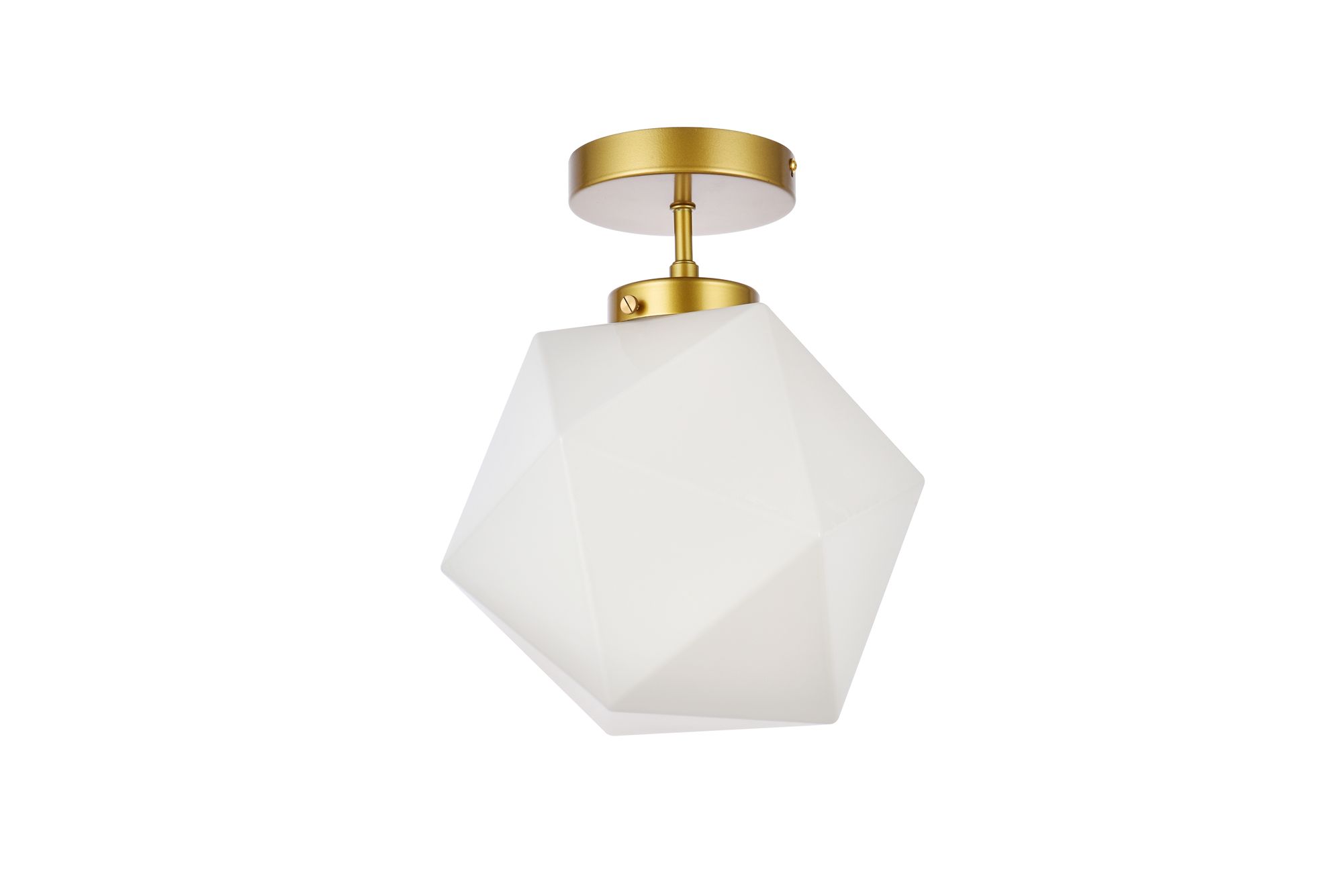 Lawrence 1 Lt Brass And White Glass Flush Mount