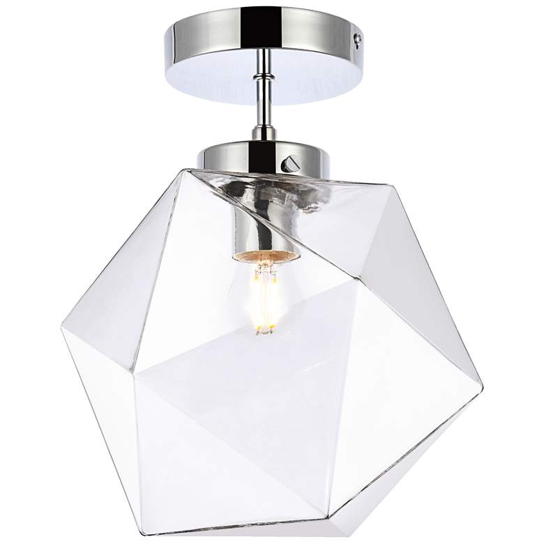 Image 1 Lawrence 1 Lt Chrome And Clear Glass Flush Mount