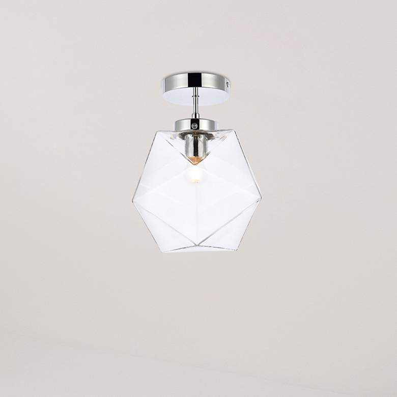 Image 1 Lawrence 1 Lt Chrome And Clear Glass Flush Mount