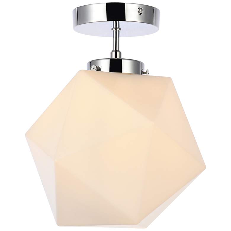 Image 1 Lawrence 1 Lt Chrome And White Glass Flush Mount