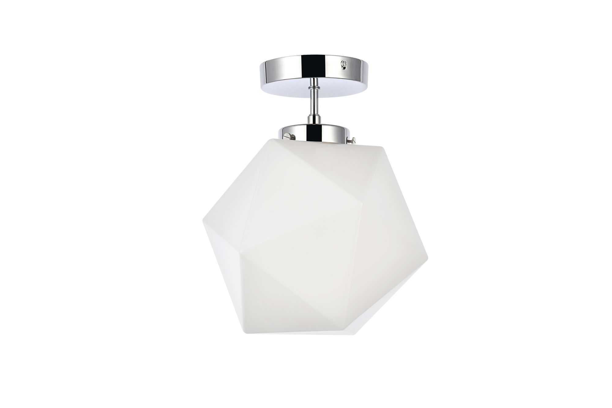 Lawrence 1 Lt Chrome And White Glass Flush Mount