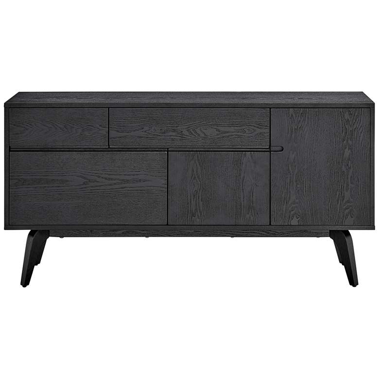 Image 1 Lawrence 59" Wide Ash Veneer Black 3-Drawer 2-Door Sideboard