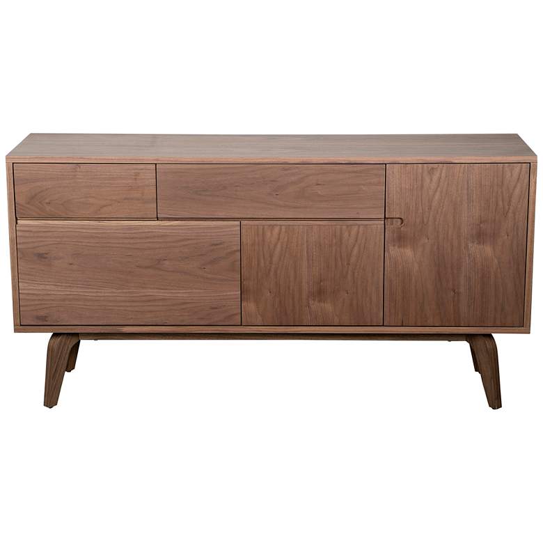 Image 3 Lawrence 59" Wide Walnut Veneered 3-Drawer 2-Door Sideboard