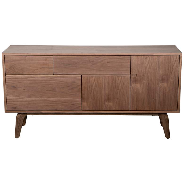 Image 3 Lawrence 59 inch Wide Walnut Veneered 3-Drawer 2-Door Sideboard