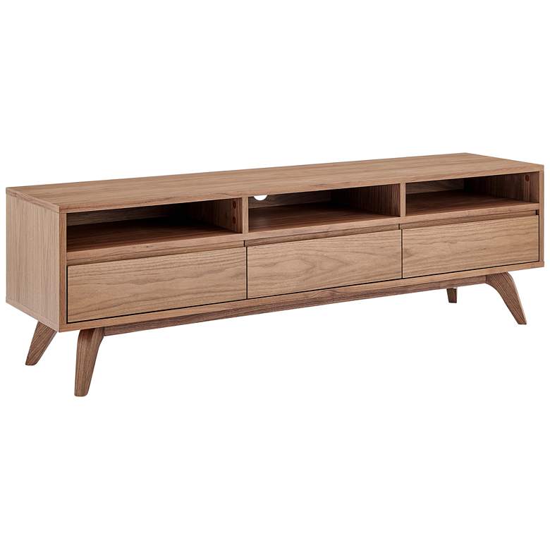 Image 1 Lawrence 63" Wide American Walnut Wood 3-Drawer Media Stand