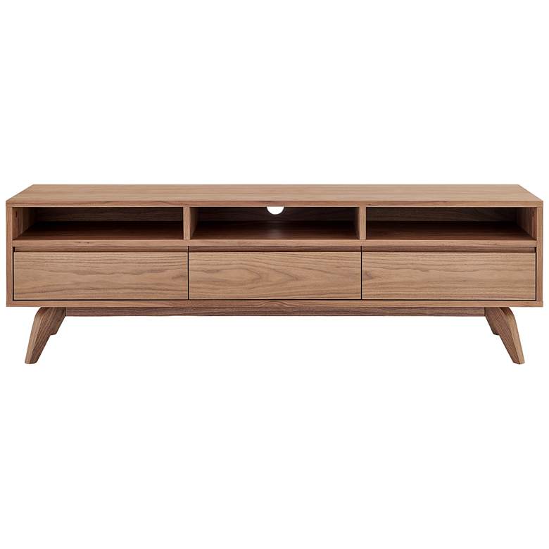 Image 5 Lawrence 63" Wide American Walnut Wood 3-Drawer Media Stand more views