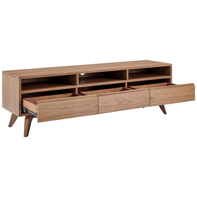Image 6 Lawrence 63" Wide American Walnut Wood 3-Drawer Media Stand more views