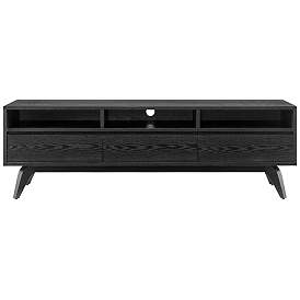 Image3 of Lawrence 63"W Black Stained Ash Wood 3-Drawer Media Stand more views