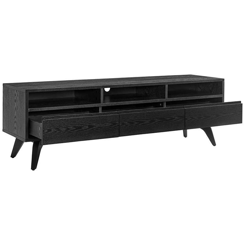 Image 4 Lawrence 63"W Black Stained Ash Wood 3-Drawer Media Stand more views