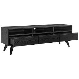 Image4 of Lawrence 63"W Black Stained Ash Wood 3-Drawer Media Stand more views