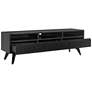 Lawrence 63"W Black Stained Ash Wood 3-Drawer Media Stand