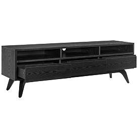 Image5 of Lawrence 63"W Black Stained Ash Wood 3-Drawer Media Stand more views
