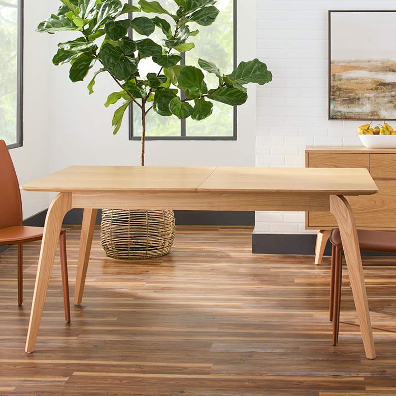 Image 1 Lawrence 82 1/2 inchW Oak Veneered Wood Extension Dining Table