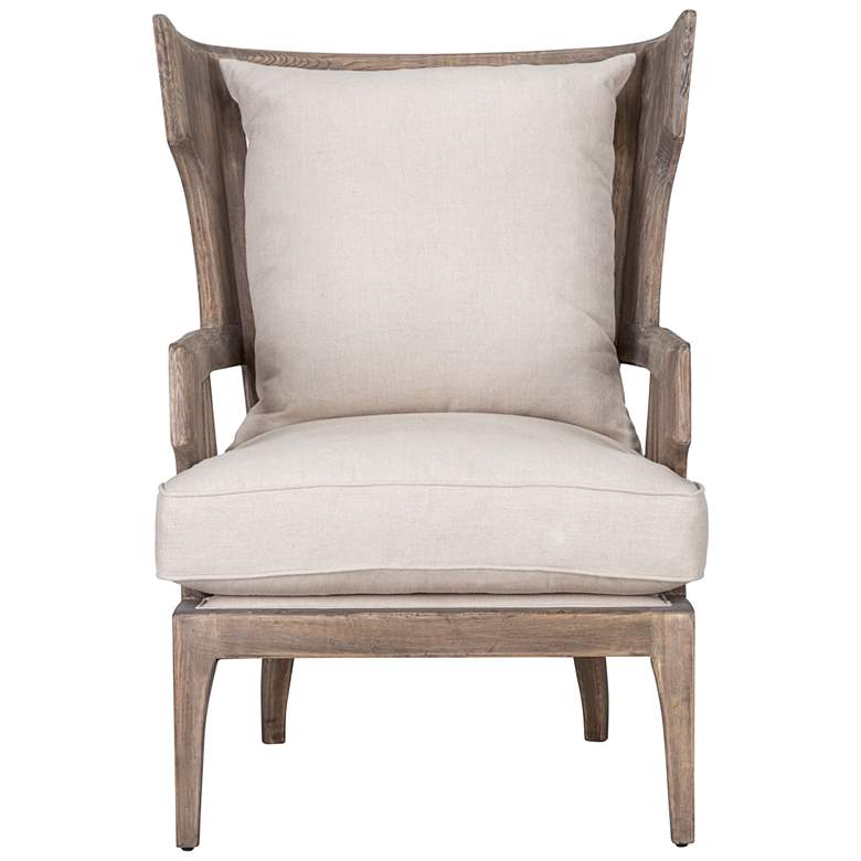Lawrence Cream Linen Fabric Slatted Accent Chair more views