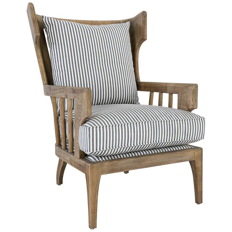 Lawrence Gray and White Striped Fabric Slatted Accent Chair - #873F0 ...