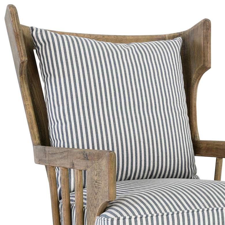 Image 2 Lawrence Gray and White Striped Fabric Slatted Accent Chair more views
