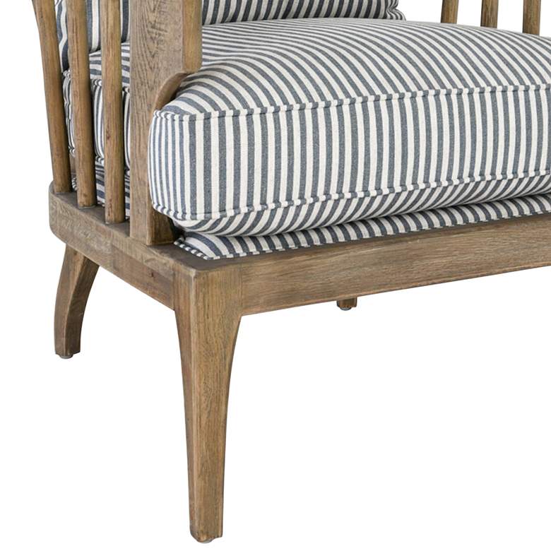 Image 3 Lawrence Gray and White Striped Fabric Slatted Accent Chair more views