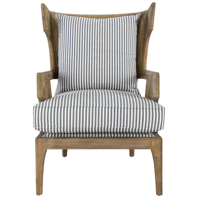 Image 4 Lawrence Gray and White Striped Fabric Slatted Accent Chair more views