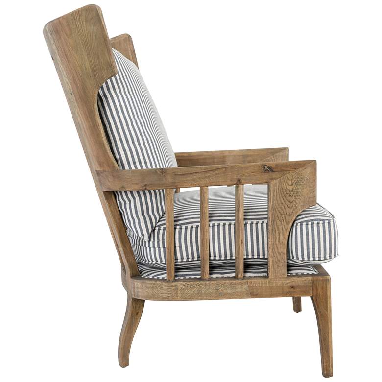Image 5 Lawrence Gray and White Striped Fabric Slatted Accent Chair more views