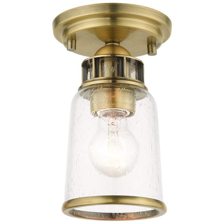 Image 1 Lawrenceville 1 Light Antique Brass Flush Mount