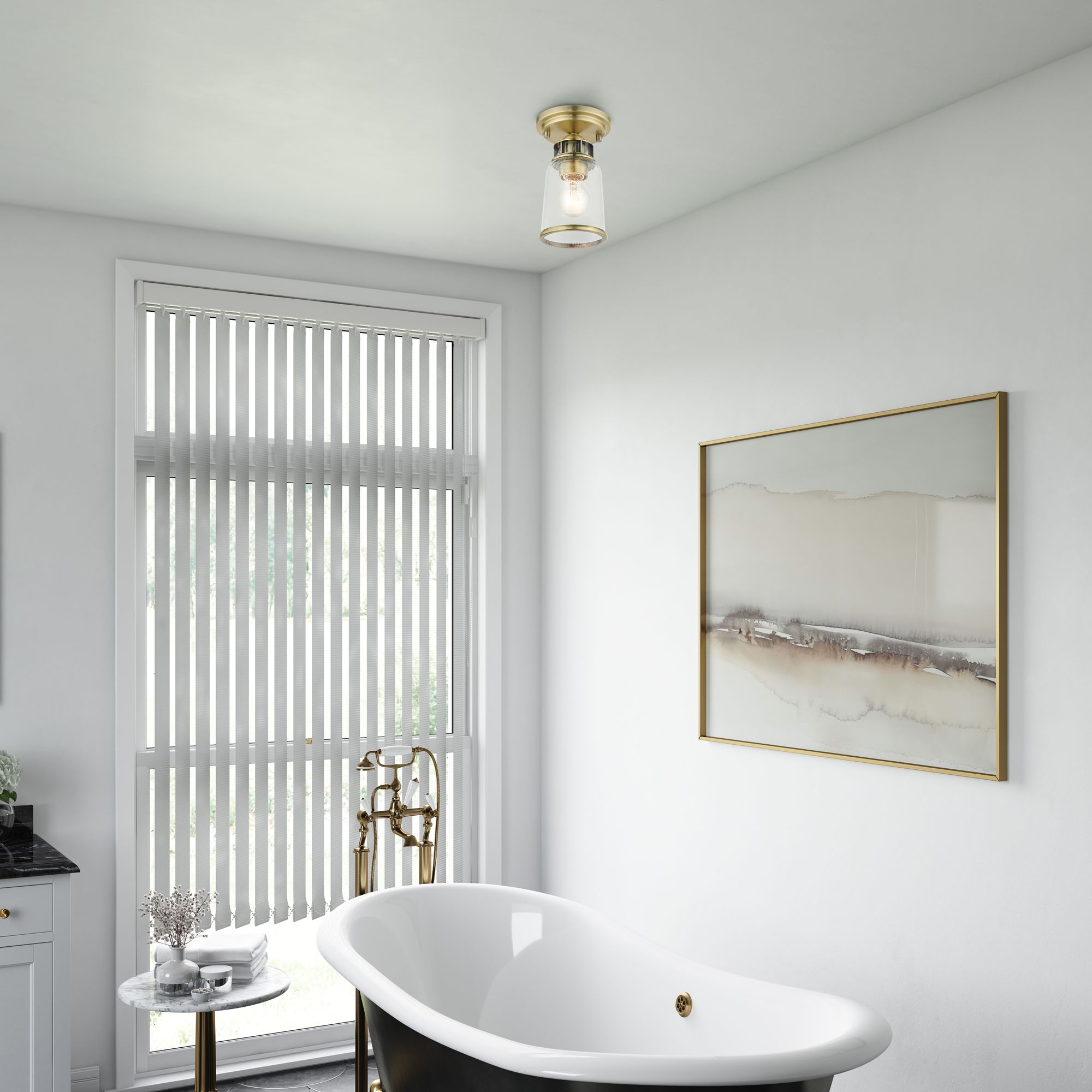 Lawrenceville 1 Light Antique Brass Flush Mount