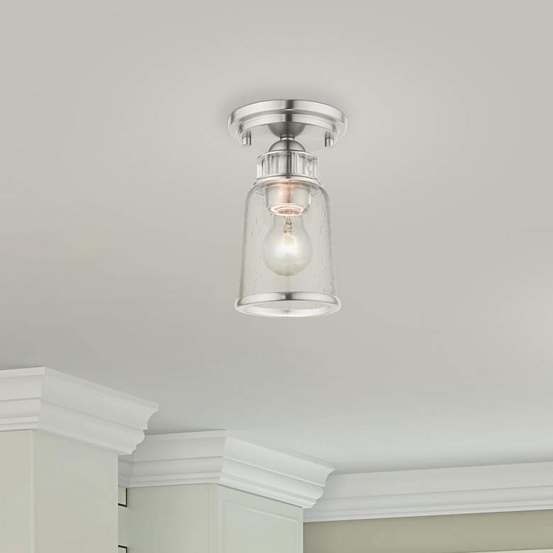 Image 1 Lawrenceville 1 Light Brushed Nickel Flush Mount